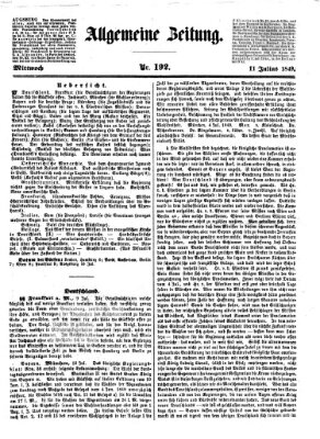 Allgemeine Zeitung Mittwoch 11. Juli 1849