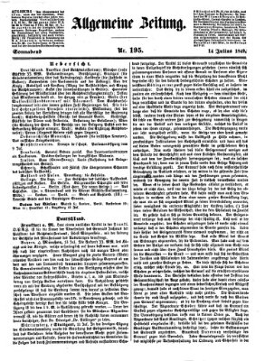 Allgemeine Zeitung Samstag 14. Juli 1849