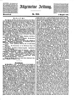 Allgemeine Zeitung Samstag 4. August 1849