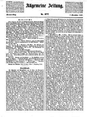 Allgemeine Zeitung Donnerstag 4. Oktober 1849
