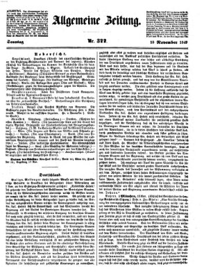 Allgemeine Zeitung Sonntag 18. November 1849