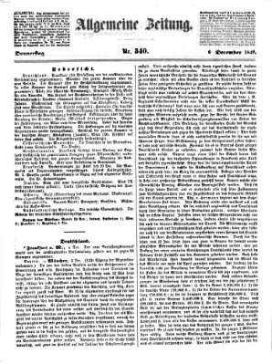 Allgemeine Zeitung Donnerstag 6. Dezember 1849