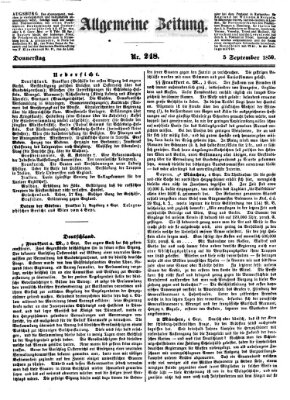 Allgemeine Zeitung Donnerstag 5. September 1850