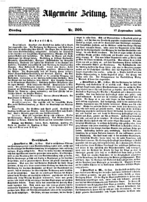 Allgemeine Zeitung Dienstag 17. September 1850
