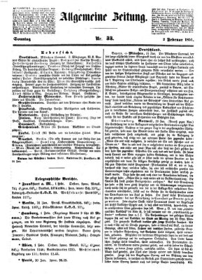 Allgemeine Zeitung Sonntag 2. Februar 1851