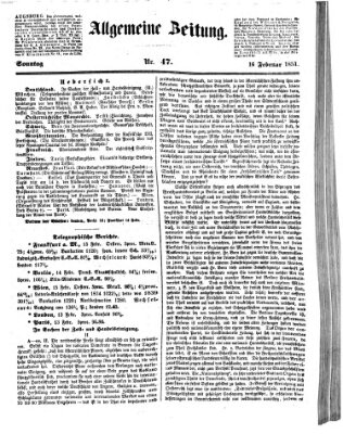 Allgemeine Zeitung Sonntag 16. Februar 1851