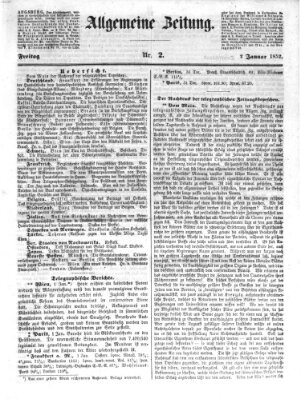 Allgemeine Zeitung Freitag 2. Januar 1852