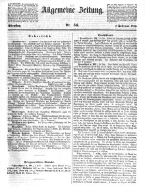Allgemeine Zeitung Dienstag 3. Februar 1852