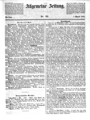 Allgemeine Zeitung Freitag 2. April 1852