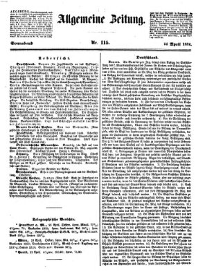 Allgemeine Zeitung Samstag 24. April 1852