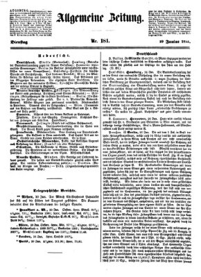 Allgemeine Zeitung Dienstag 29. Juni 1852