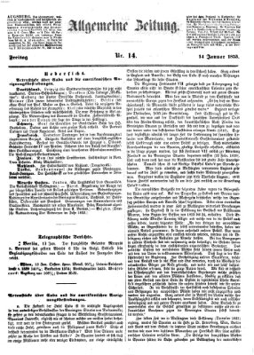 Allgemeine Zeitung Freitag 14. Januar 1853