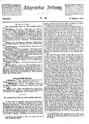 Allgemeine Zeitung Sonntag 16. Januar 1853