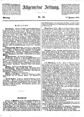 Allgemeine Zeitung Montag 17. Januar 1853