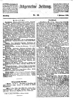 Allgemeine Zeitung Dienstag 1. Februar 1853