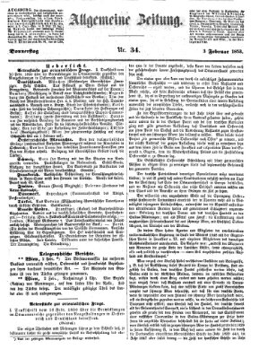 Allgemeine Zeitung Donnerstag 3. Februar 1853