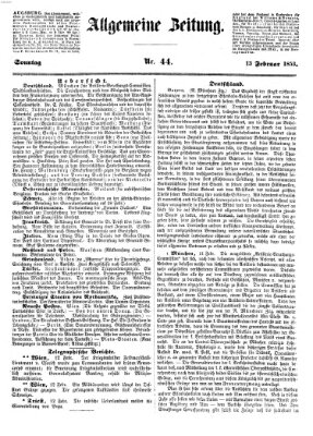 Allgemeine Zeitung Sonntag 13. Februar 1853