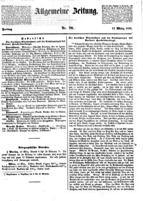 Allgemeine Zeitung Freitag 11. März 1853
