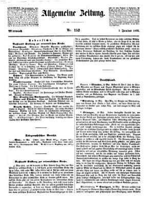 Allgemeine Zeitung Mittwoch 1. Juni 1853