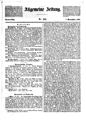 Allgemeine Zeitung Donnerstag 1. Dezember 1853