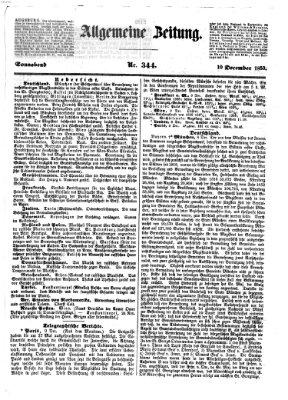 Allgemeine Zeitung Samstag 10. Dezember 1853