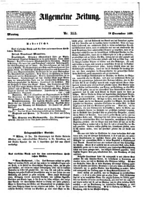 Allgemeine Zeitung Montag 19. Dezember 1853