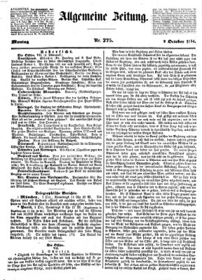 Allgemeine Zeitung Montag 2. Oktober 1854
