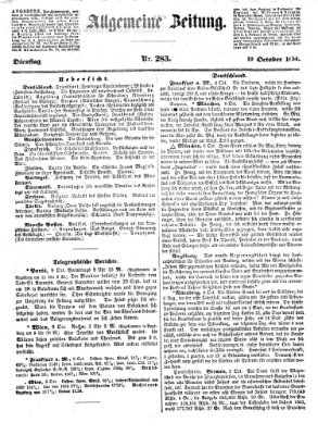 Allgemeine Zeitung Dienstag 10. Oktober 1854