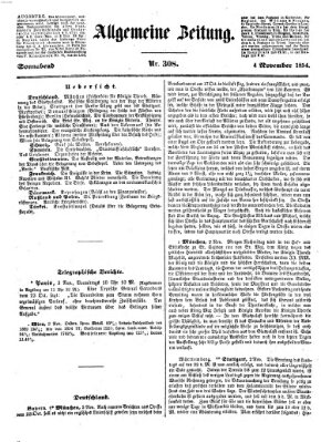 Allgemeine Zeitung Samstag 4. November 1854