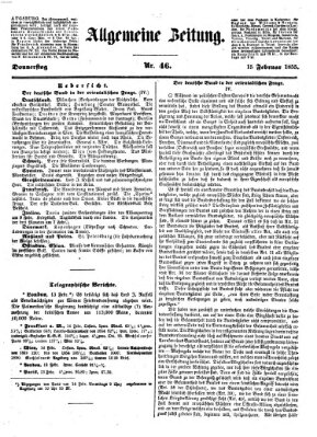 Allgemeine Zeitung Donnerstag 15. Februar 1855