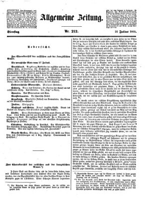 Allgemeine Zeitung Dienstag 31. Juli 1855