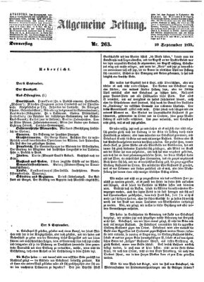 Allgemeine Zeitung Donnerstag 20. September 1855