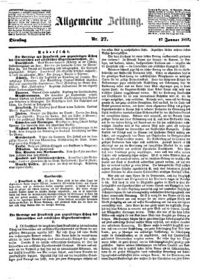 Allgemeine Zeitung Dienstag 27. Januar 1857