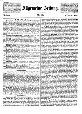 Allgemeine Zeitung Freitag 30. Januar 1857
