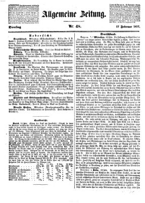 Allgemeine Zeitung Dienstag 17. Februar 1857