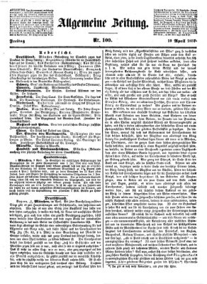 Allgemeine Zeitung Freitag 10. April 1857