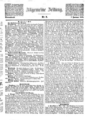 Allgemeine Zeitung Samstag 9. Januar 1858