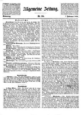Allgemeine Zeitung Sonntag 7. Februar 1858