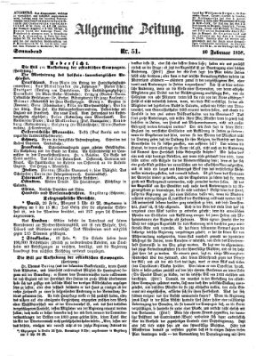 Allgemeine Zeitung Samstag 20. Februar 1858