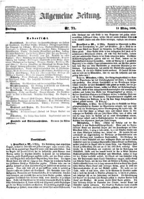 Allgemeine Zeitung Freitag 12. März 1858