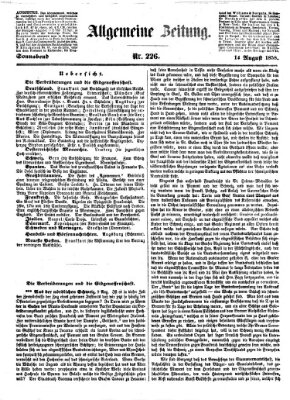 Allgemeine Zeitung Samstag 14. August 1858