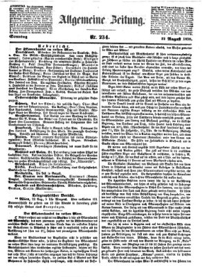 Allgemeine Zeitung Sonntag 22. August 1858