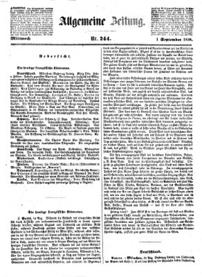Allgemeine Zeitung Mittwoch 1. September 1858