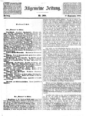 Allgemeine Zeitung Freitag 17. September 1858