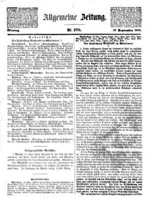 Allgemeine Zeitung Montag 27. September 1858