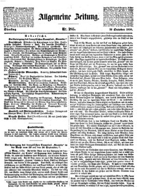 Allgemeine Zeitung Dienstag 12. Oktober 1858