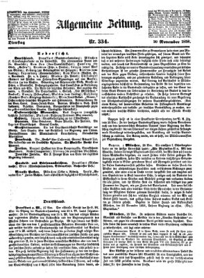 Allgemeine Zeitung Dienstag 30. November 1858