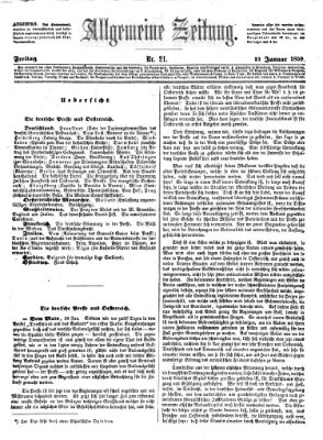 Allgemeine Zeitung Freitag 21. Januar 1859