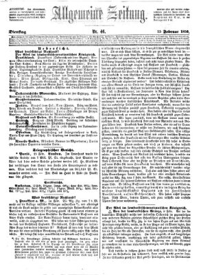 Allgemeine Zeitung Dienstag 15. Februar 1859