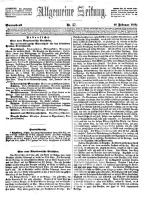Allgemeine Zeitung Samstag 26. Februar 1859